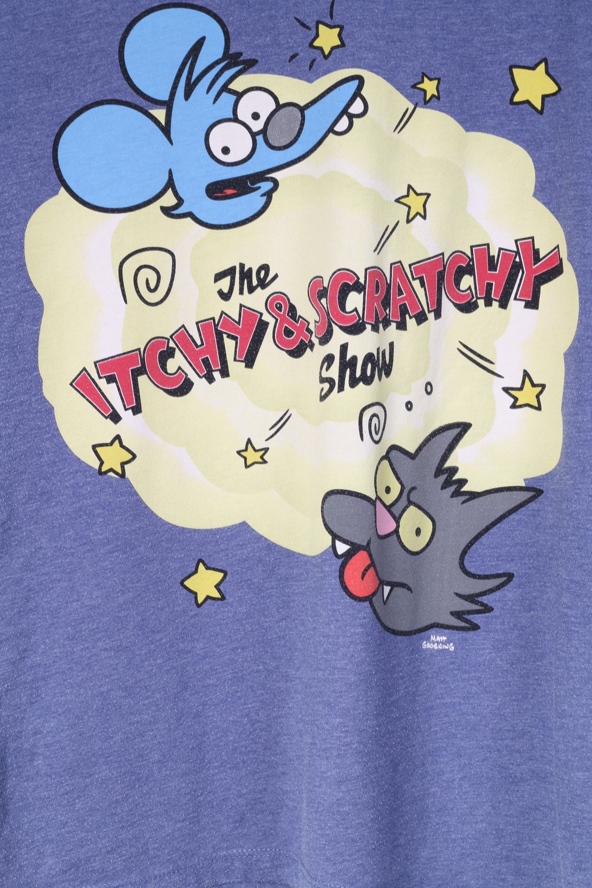 C&A The Simpsons Men S T-Shirt Blue Cotton Blend Graphic The Itchy & Scratchy Show