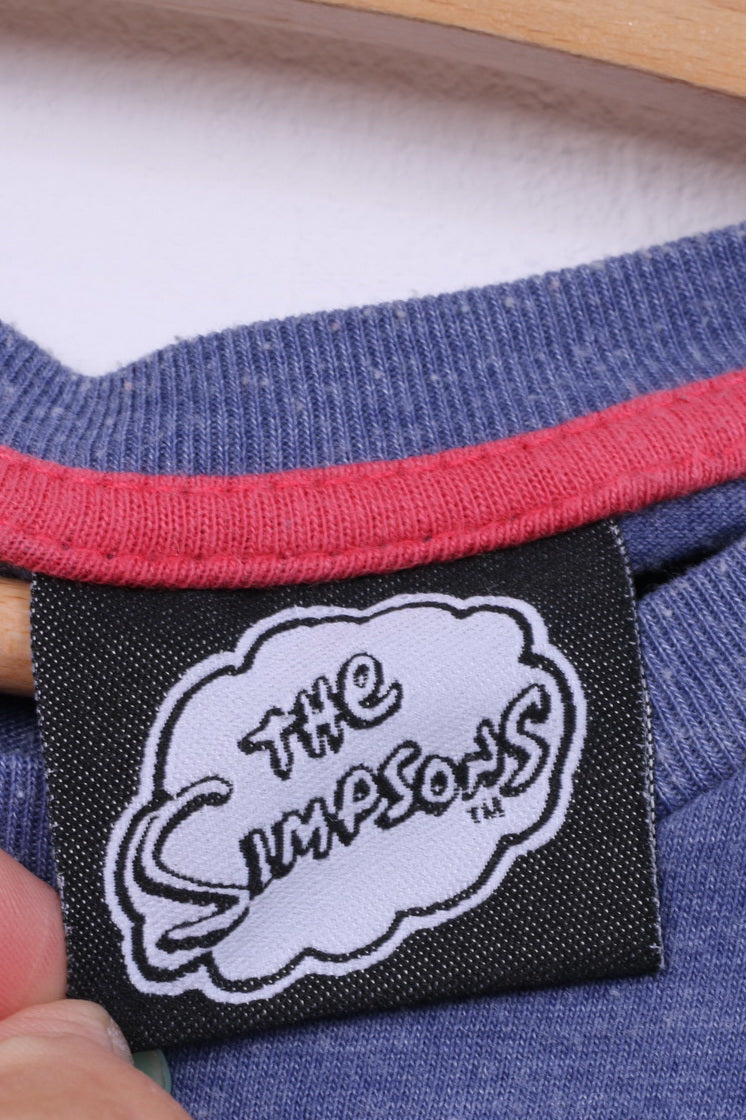 C&A The Simpsons Men S T-Shirt Blue Cotton Blend Graphic The Itchy & Scratchy Show