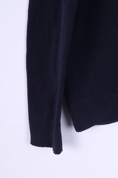 Pepe Jeans London Womens XL Jumper Zip Neck Sweater Navy Cotton