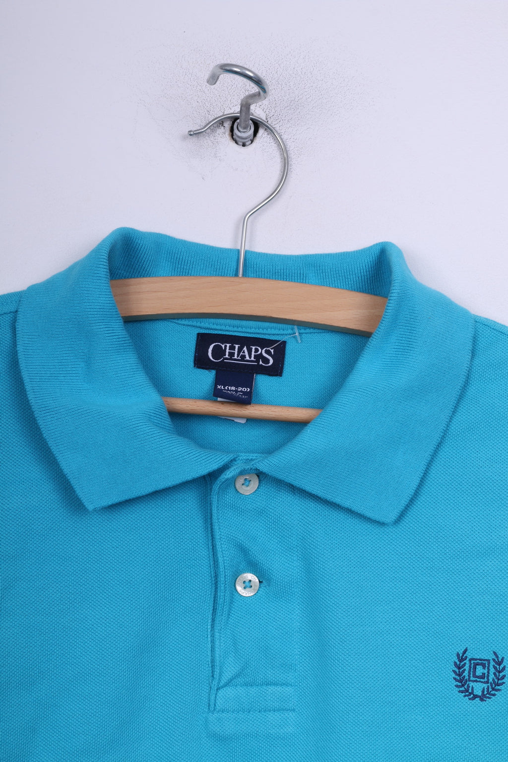 Polo Chaps Youth XL (18-20) Blu a maniche corte in cotone estivo 
