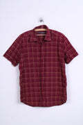 TOG 24 Chemise décontractée L Homme Bordeaux à manches courtes en coton à carreaux