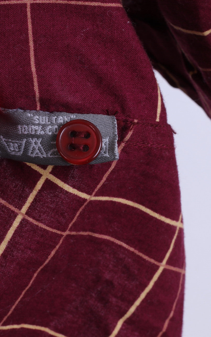 TOG 24 Chemise décontractée L Homme Bordeaux à manches courtes en coton à carreaux