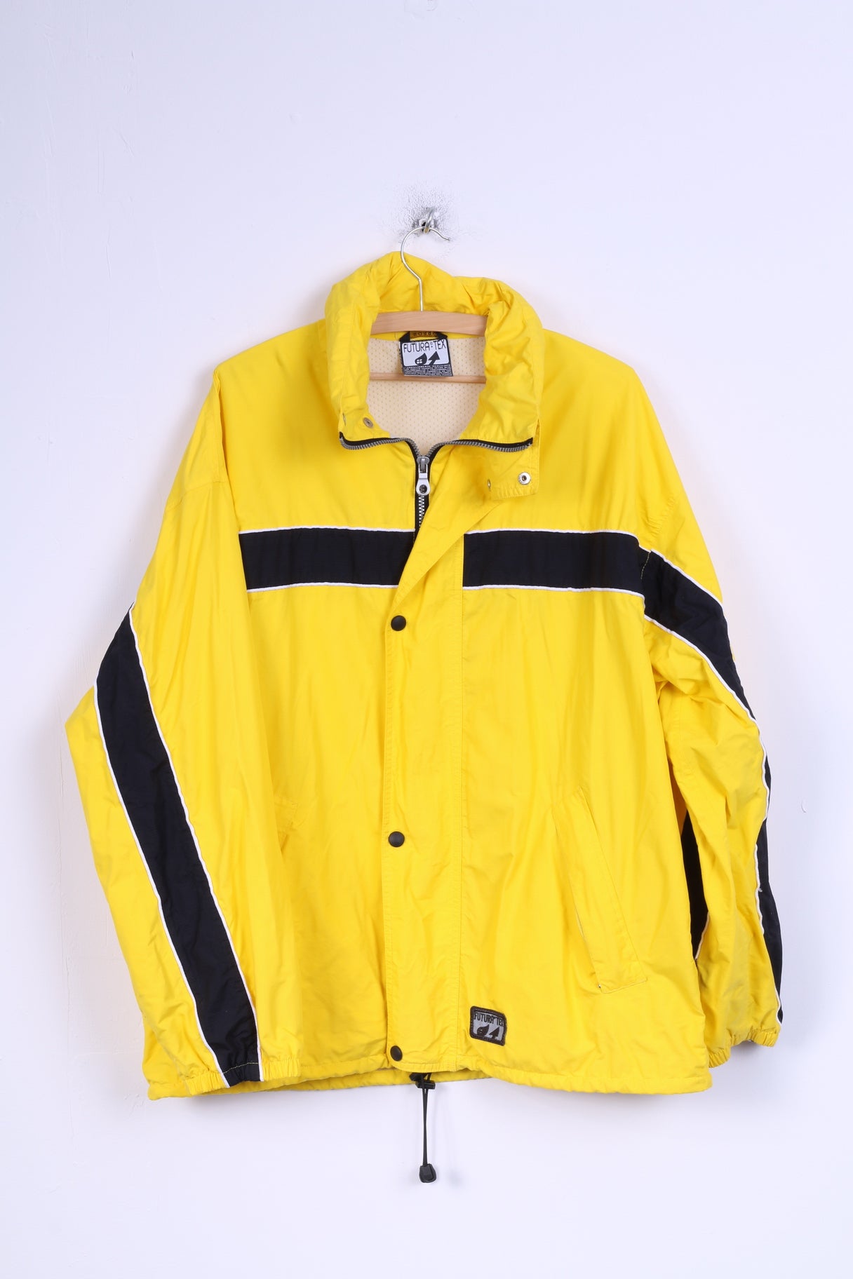 SORRY Mens L Jacket Nylon Waterproof Yellow Hidden Hood