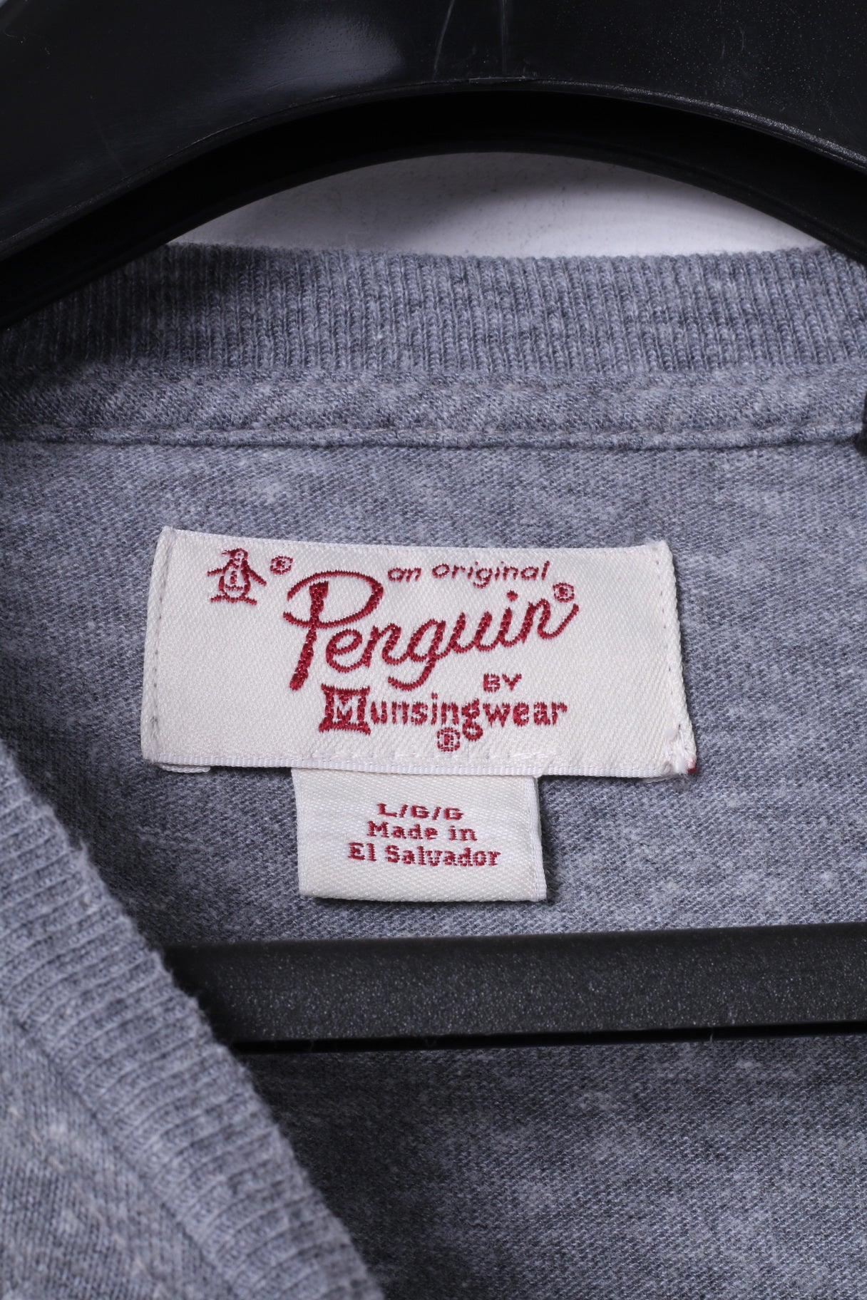 Penguin T-Shirt L Homme Gris Coton Stretch Col Rond Graphique Relax