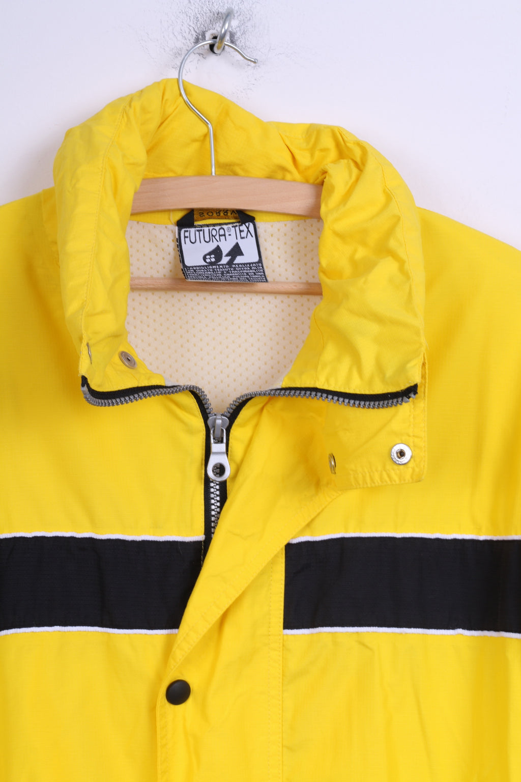 SORRY Mens L Jacket Nylon Waterproof Yellow Hidden Hood