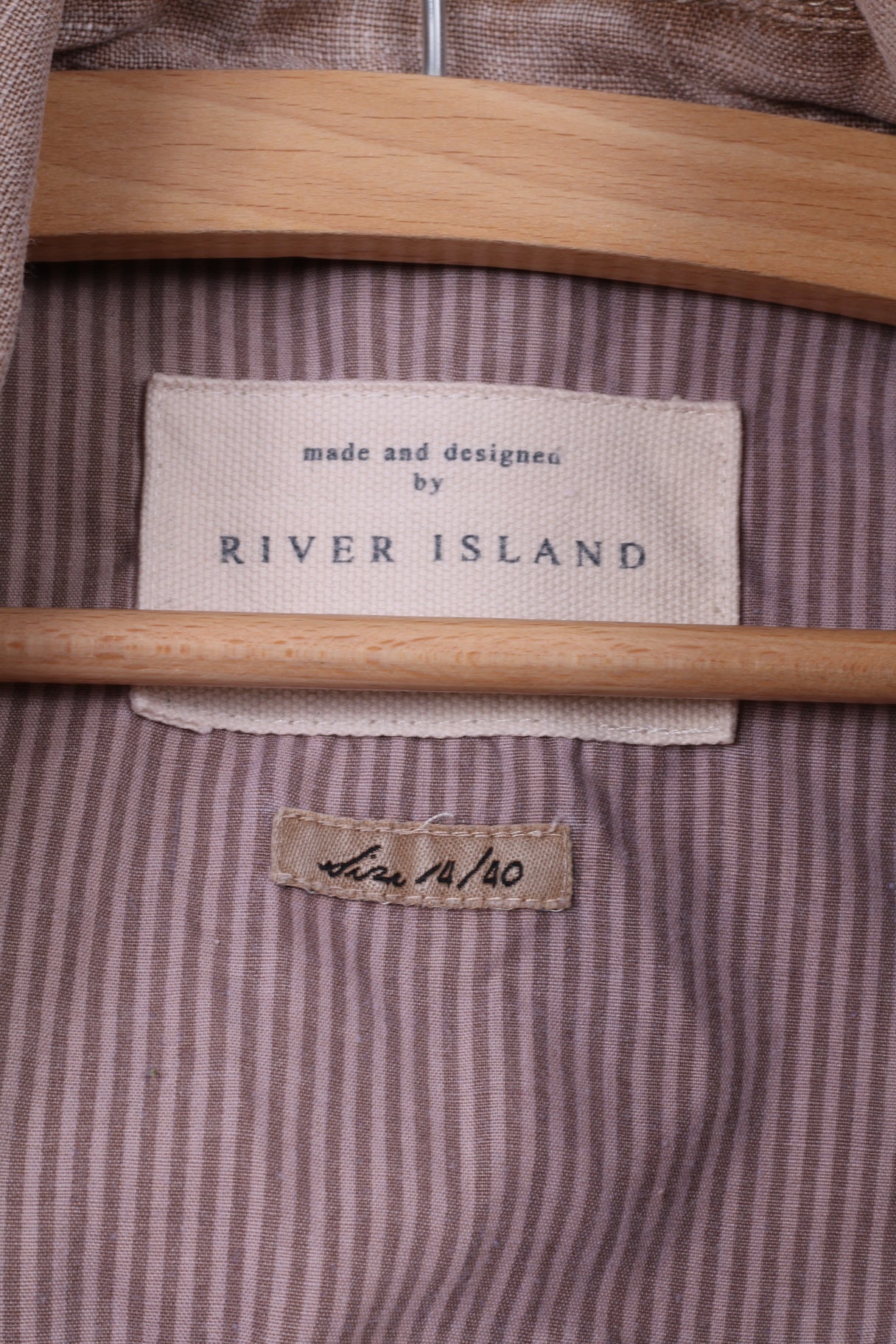 River Island Womens 14 40 L Blazer Lino Beige Monopetto Top Spalline 