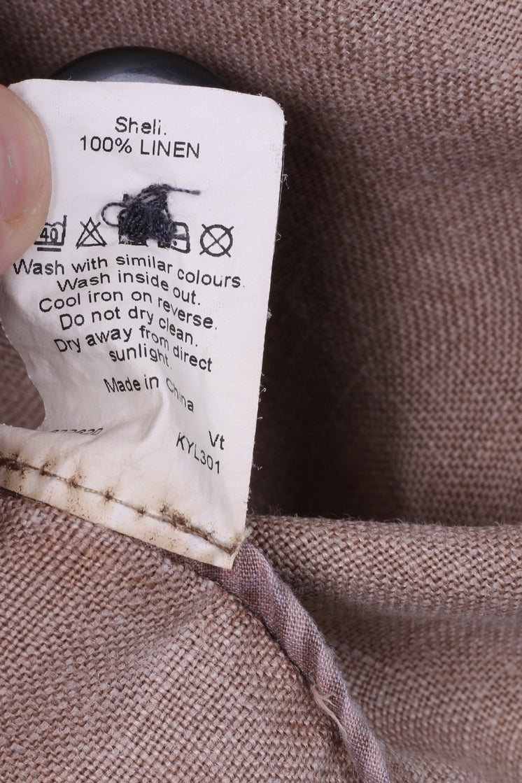 River Island Womens 14 40 L Blazer Lino Beige Monopetto Top Spalline 