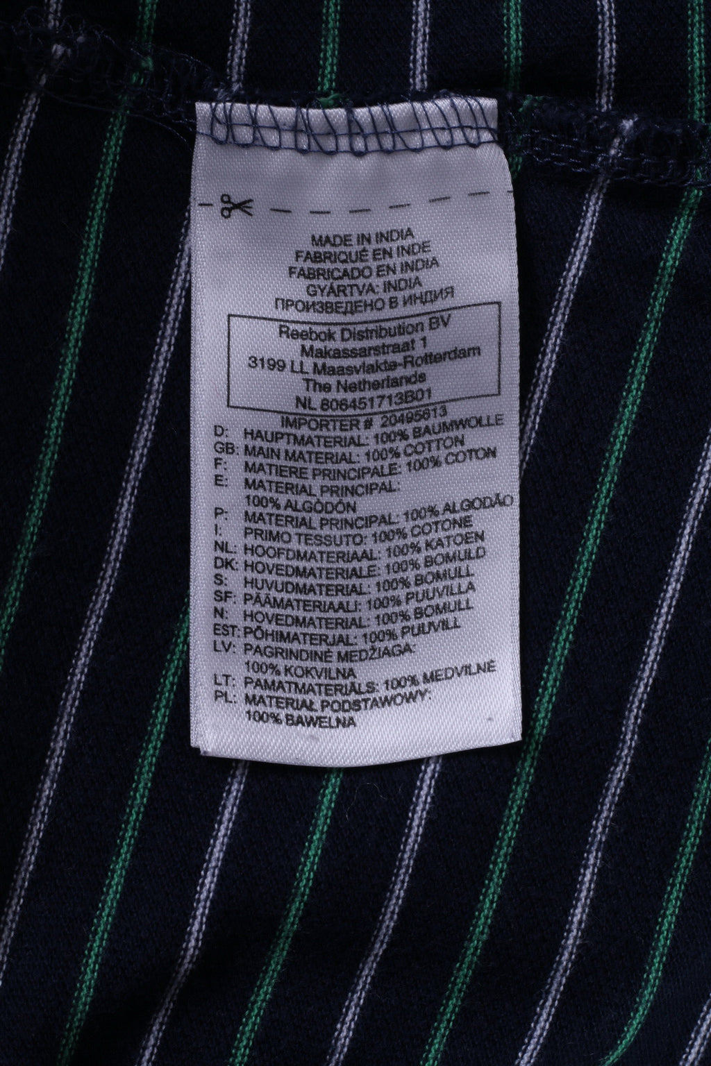 Reebok Polo XL Femme Stripes Navy Button Up Cotton Sport