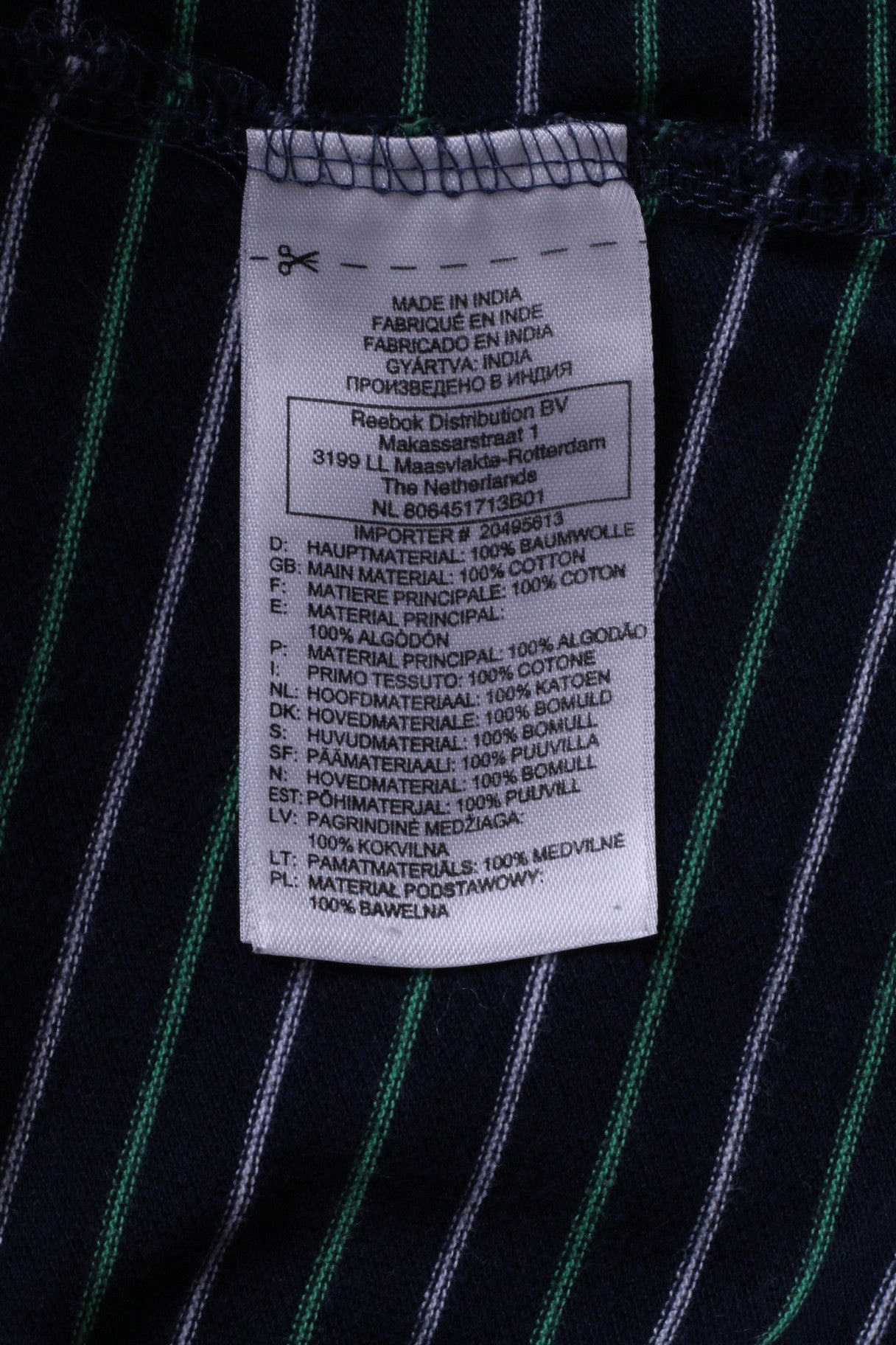 Reebok Womens XL Polo Shirt Stripes Navy Button Up  Cotton Sport