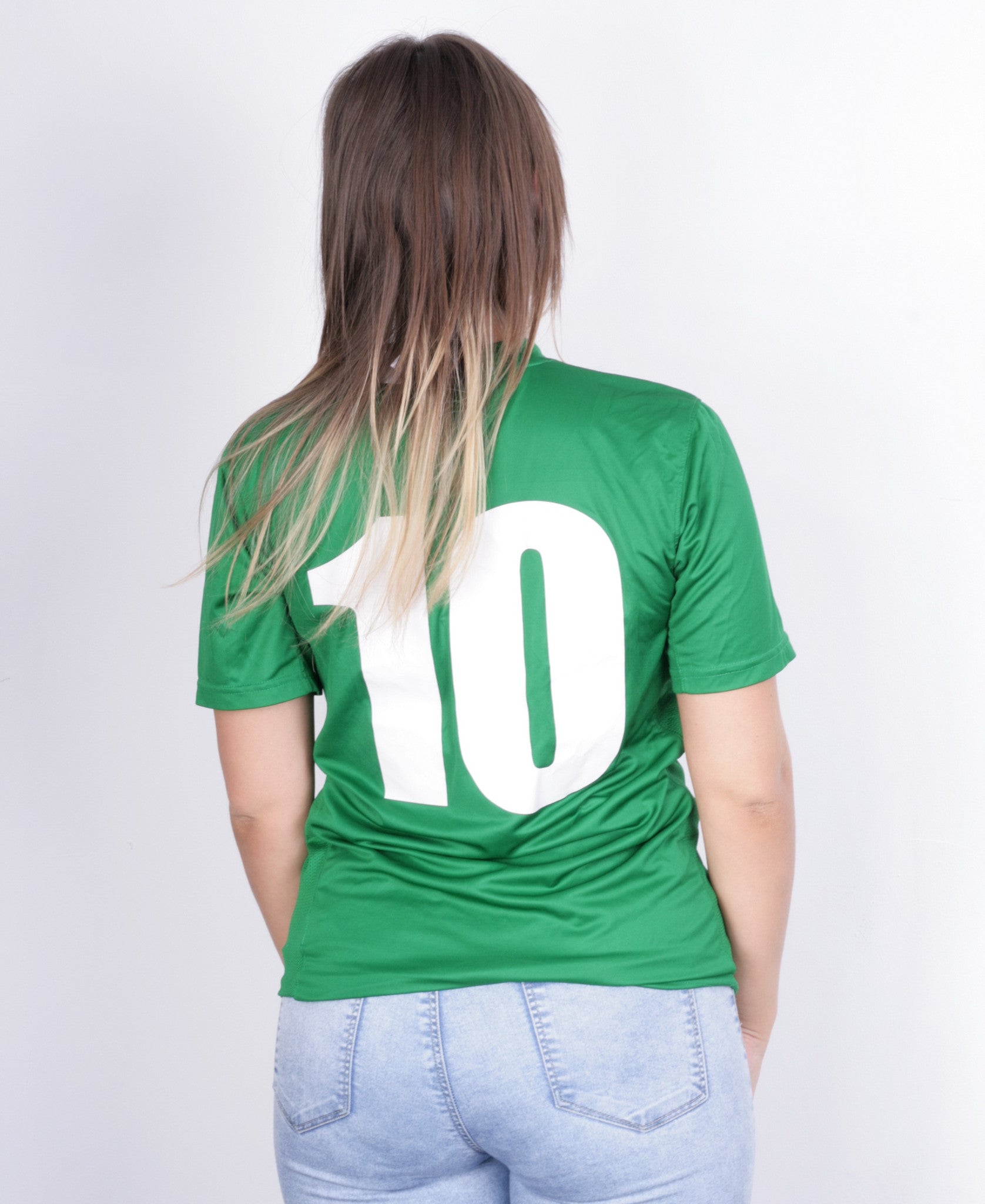 Nike Womens S Shirt Green Dri-Fit Sport Short Sleeve Football - RetrospectClothes