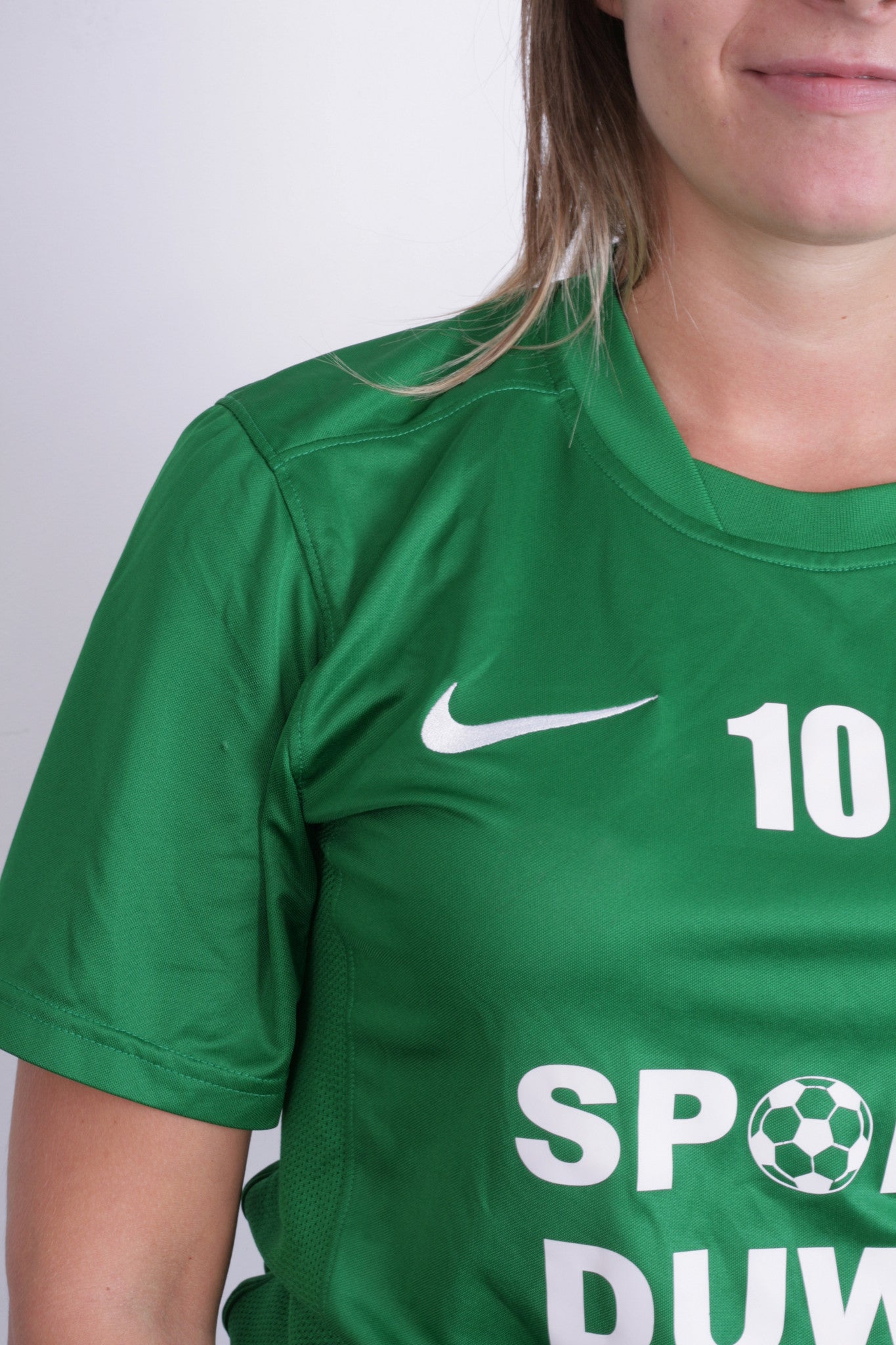 Nike Womens S Shirt Green Dri-Fit Sport Short Sleeve Football - RetrospectClothes