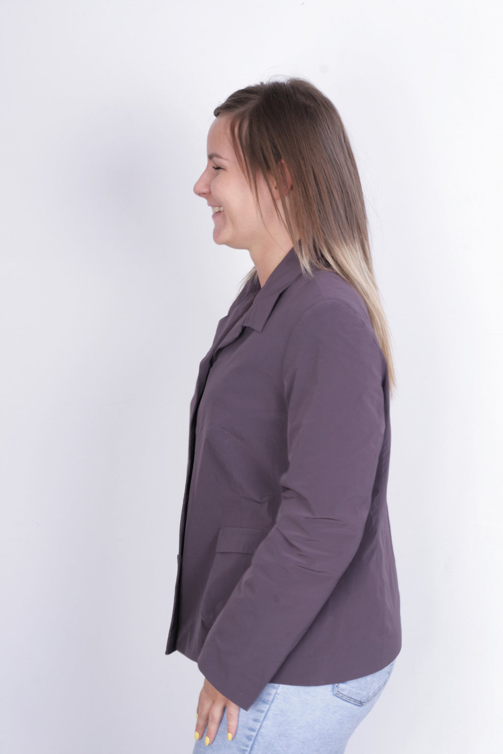 Toni Gard Womens 16 M Top Suit Purple Buttons Down Nylon - RetrospectClothes