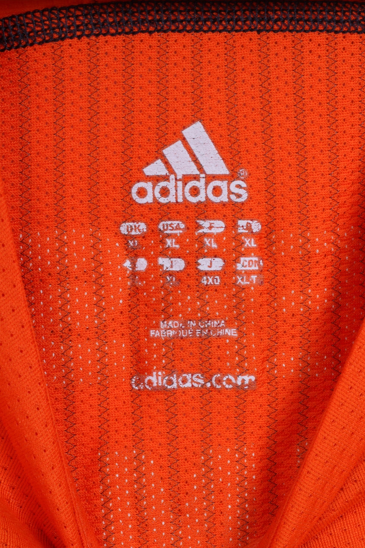 Adidas Mens XL Shirt Orange For Motion Crew Neck 3 Stripe Top Jersey