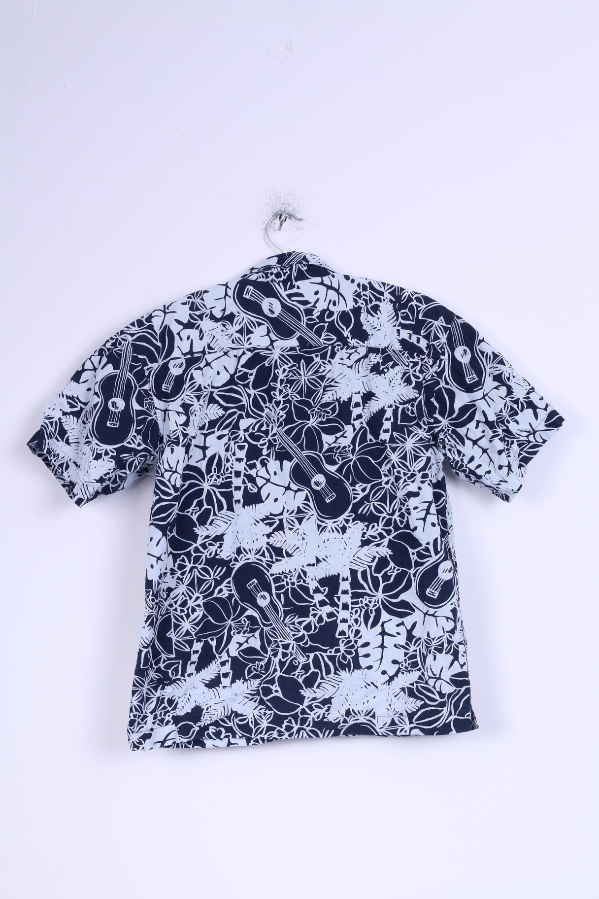 GAP Boys L 10 Age Casual Shirt Navy Cotton Flowers Print Short Sleeve