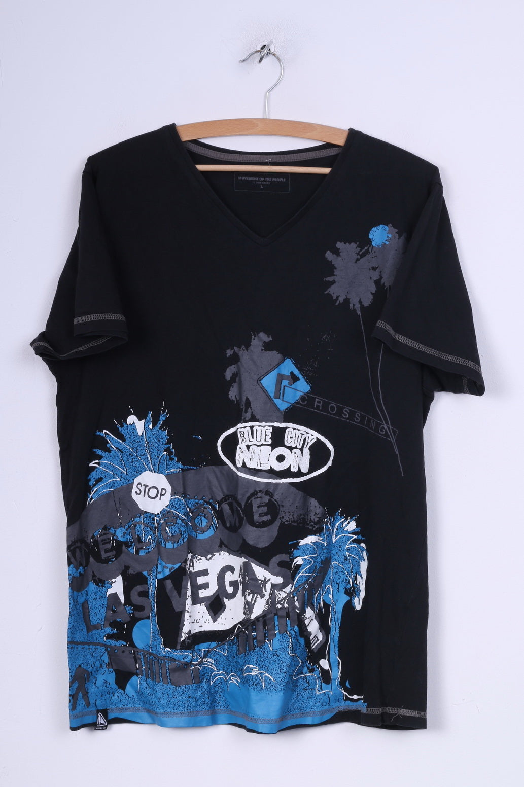 Firefly Movement of the People Mens L Graphic Shirt V Neck Black