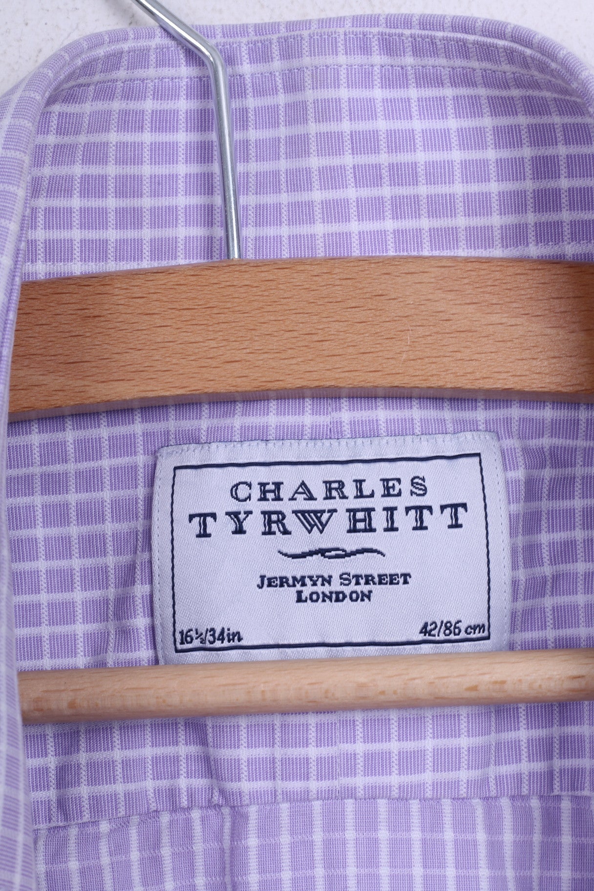 Charles Tyrwhitt Camicia casual da uomo 16.5/34 Cotone lilla Jermyn Street London