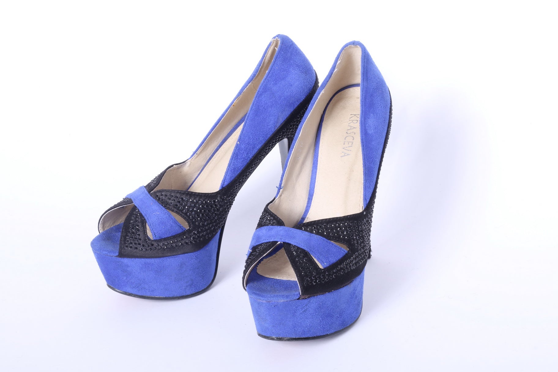 Krasceva Donna 39 6 Scarpe Décolleté Tacchi Peep Toe Blu