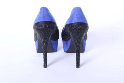 Krasceva Womens 39 6 Shoes Pumps Heels Peep Toe Blue