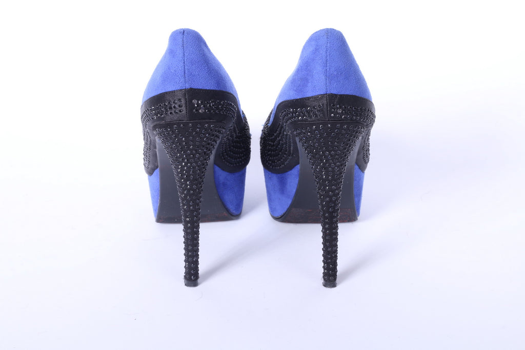 Krasceva Donna 39 6 Scarpe Décolleté Tacchi Peep Toe Blu