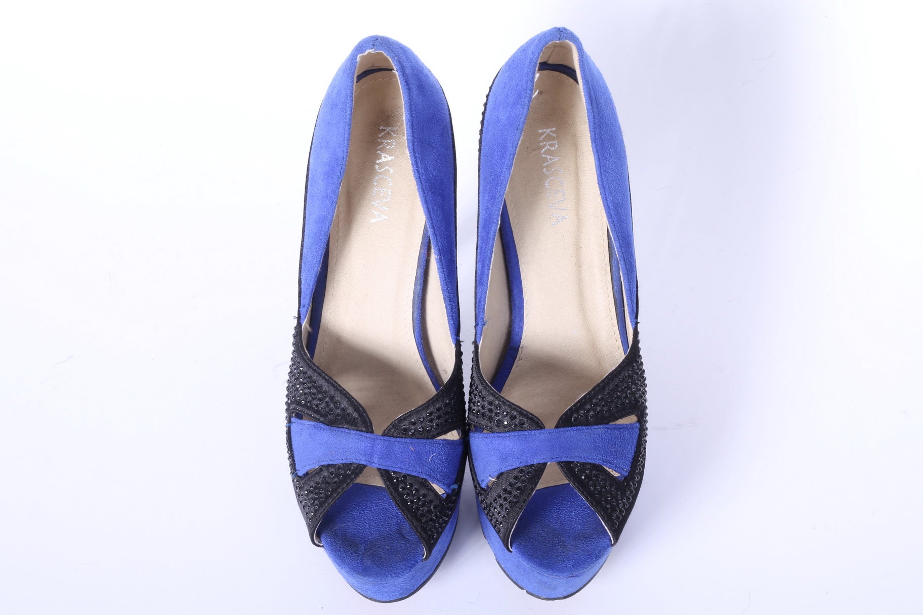 Krasceva Donna 39 6 Scarpe Décolleté Tacchi Peep Toe Blu