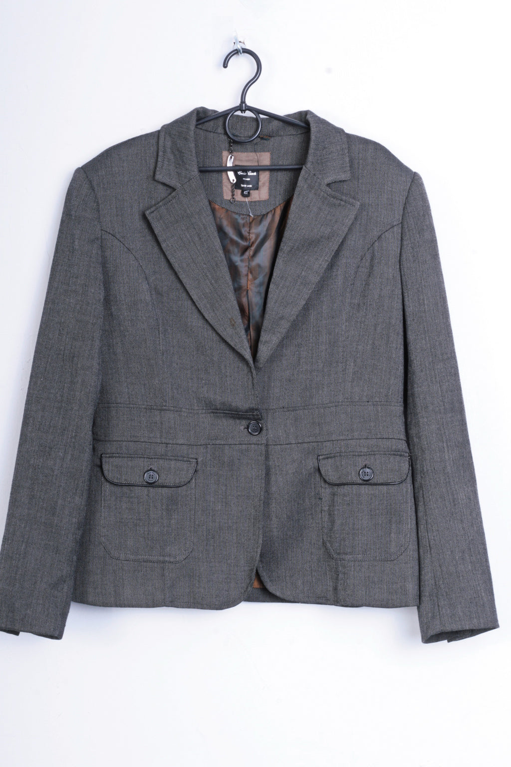 Emilio Corali Womens 42 L Jacket Grey Blazer Milano Single Breasted - RetrospectClothes