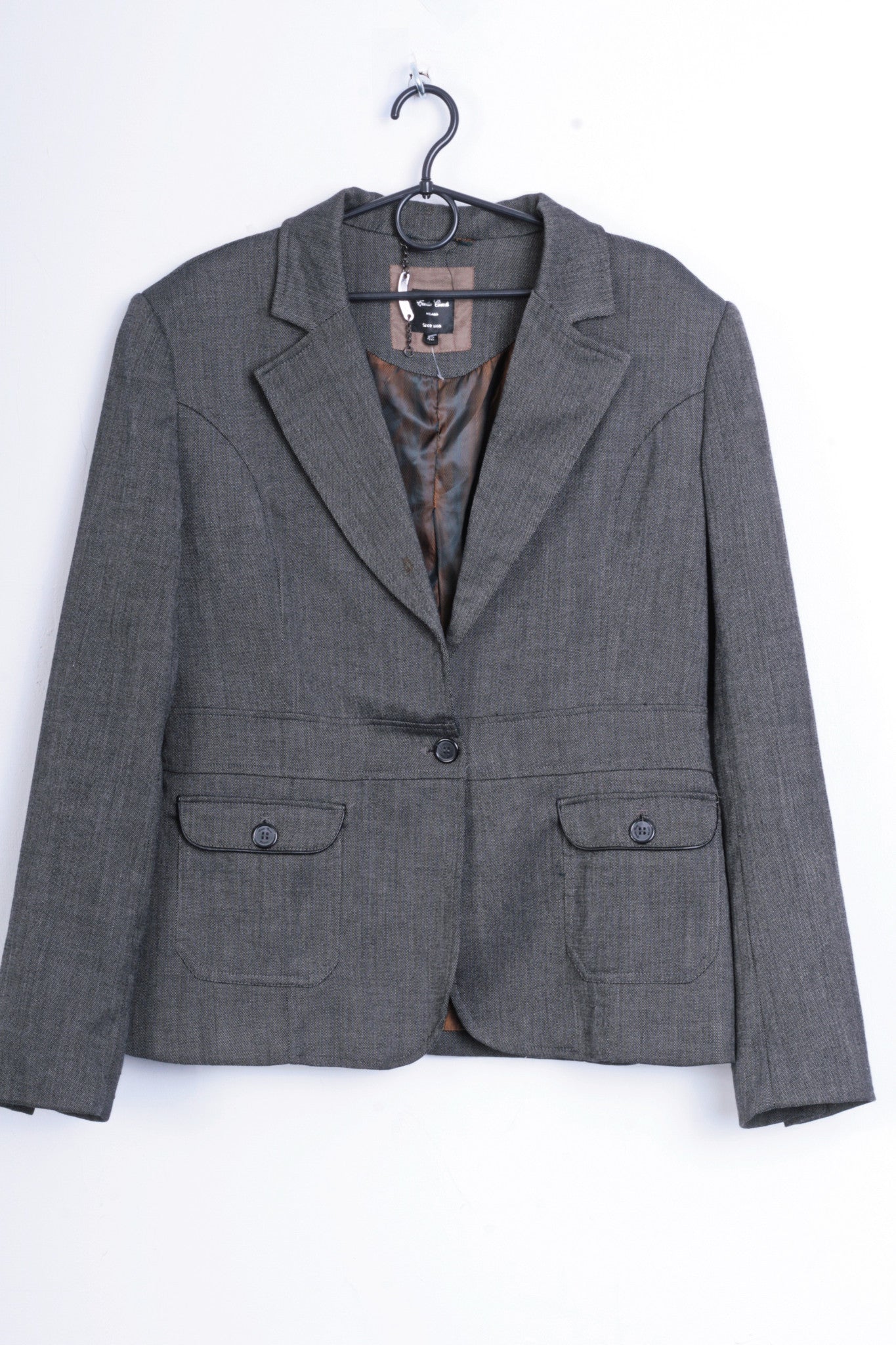 Emilio Corali Womens 42 L Jacket Grey Blazer Milano Single Breasted - RetrospectClothes