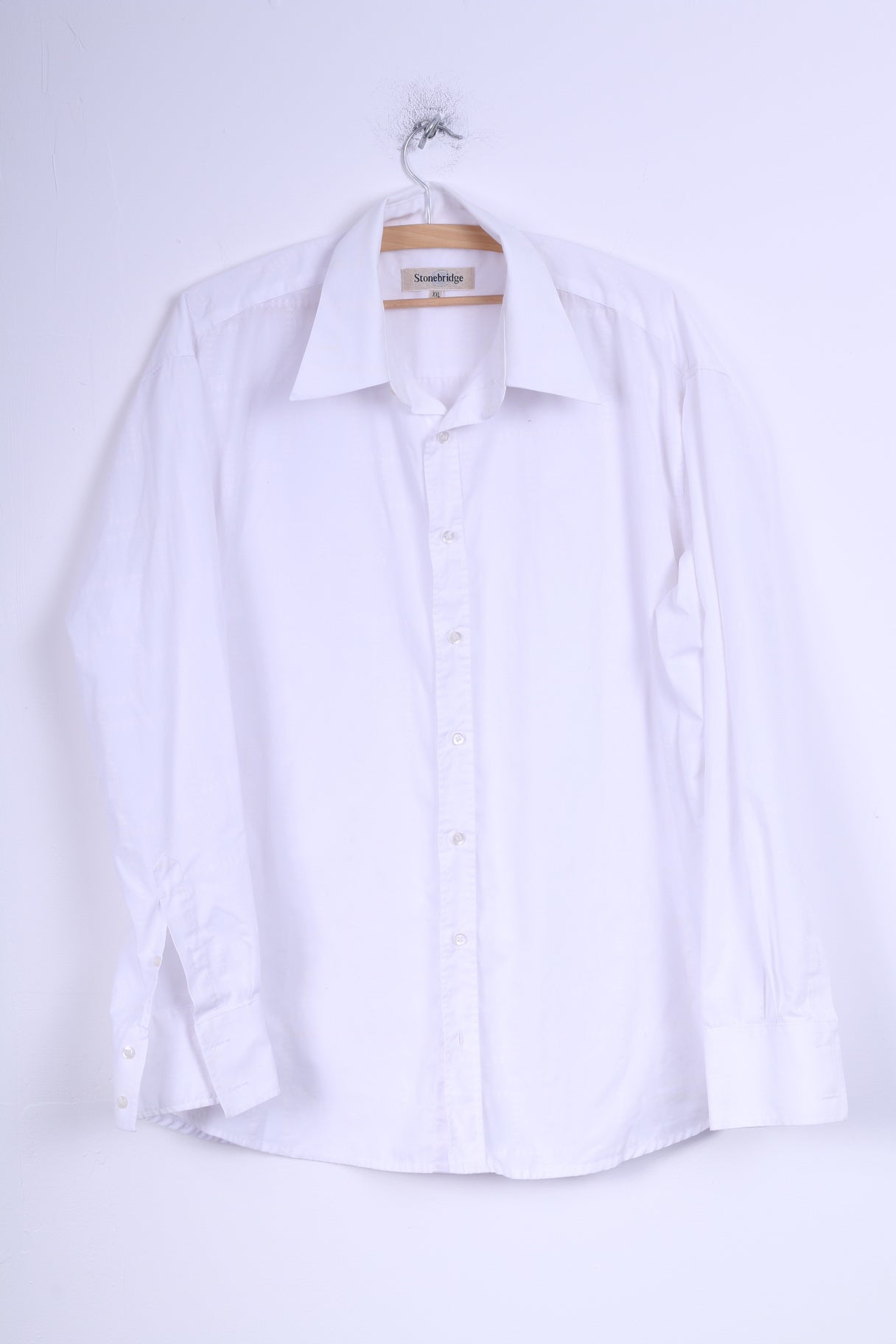Stonebridge Mens XXL Casual Shirt White Long Sleeve Cotton
