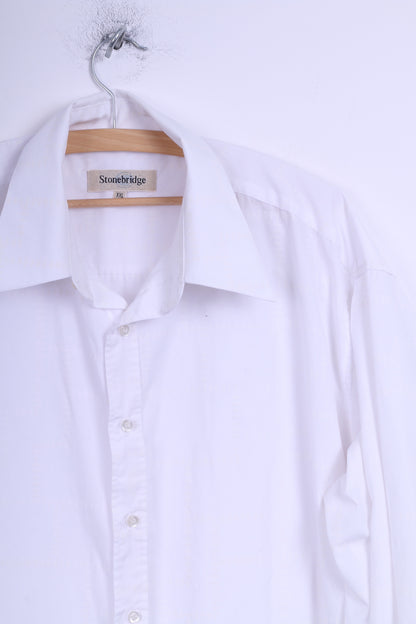 Stonebridge Mens XXL Casual Shirt White Long Sleeve Cotton