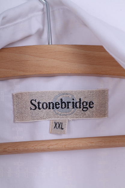 Stonebridge Mens XXL Casual Shirt White Long Sleeve Cotton