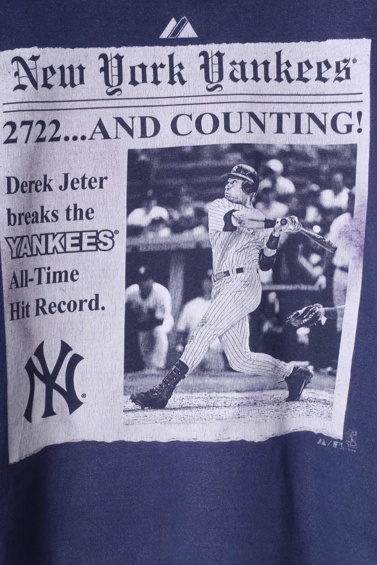 Mejestic Boys M 12 Age T-Shirt Navy New York Yankees Derek Jeter Top