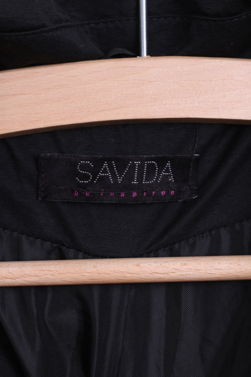 SAVIDA Womens 38 M Coat Trench Double Breasted Black Cotton Nylon - RetrospectClothes
