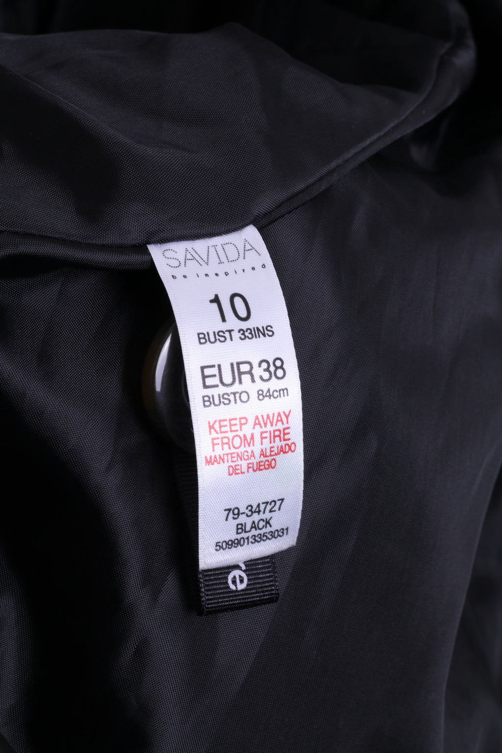 SAVIDA Womens 38 M Coat Trench Double Breasted Black Cotton Nylon - RetrospectClothes