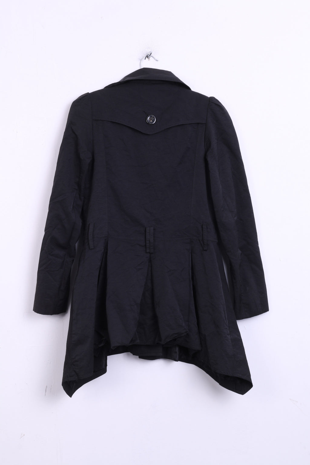 SAVIDA Womens 38 M Coat Trench Double Breasted Black Cotton Nylon - RetrospectClothes