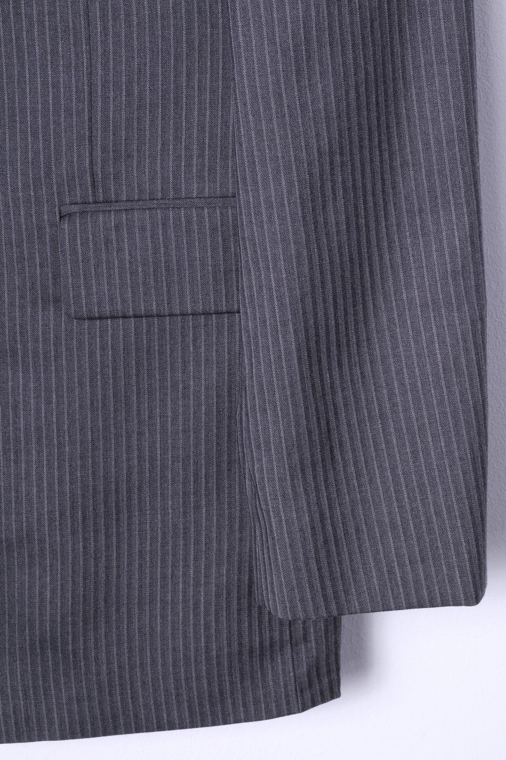 Jaeger Uomo 40R S Blazer Grigio a righe Myfair 100% lana giacca monopetto