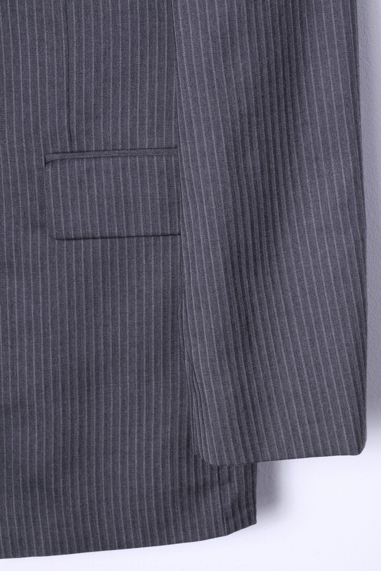 Jaeger Uomo 40R S Blazer Grigio a righe Myfair 100% lana giacca monopetto