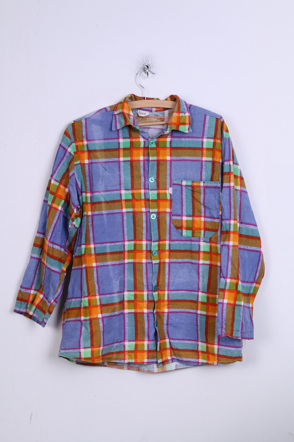 Camicia casual da uomo Lora 42 176-182 a quadri blu arancione