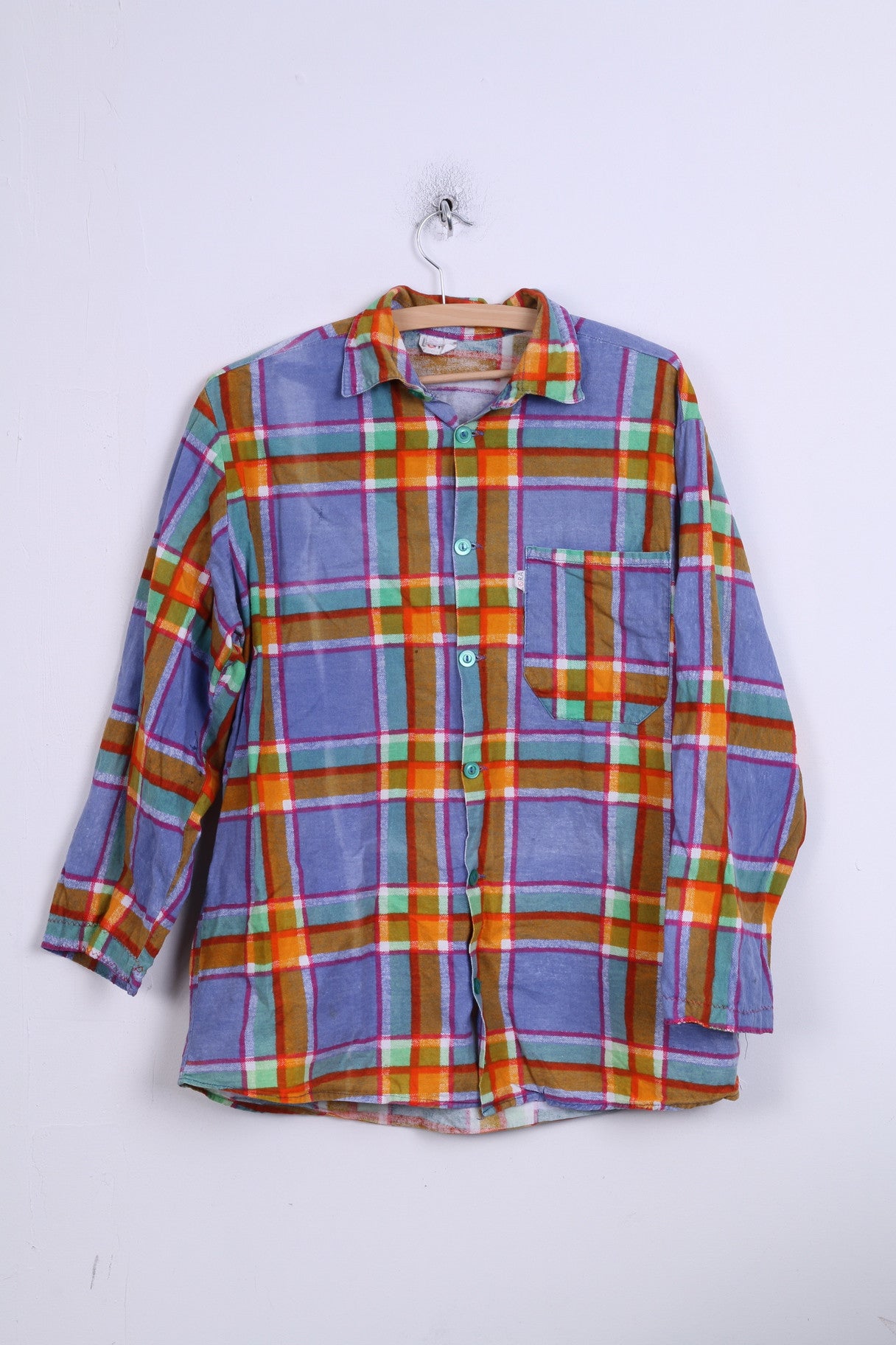 Camicia casual da uomo Lora 42 176-182 a quadri blu arancione