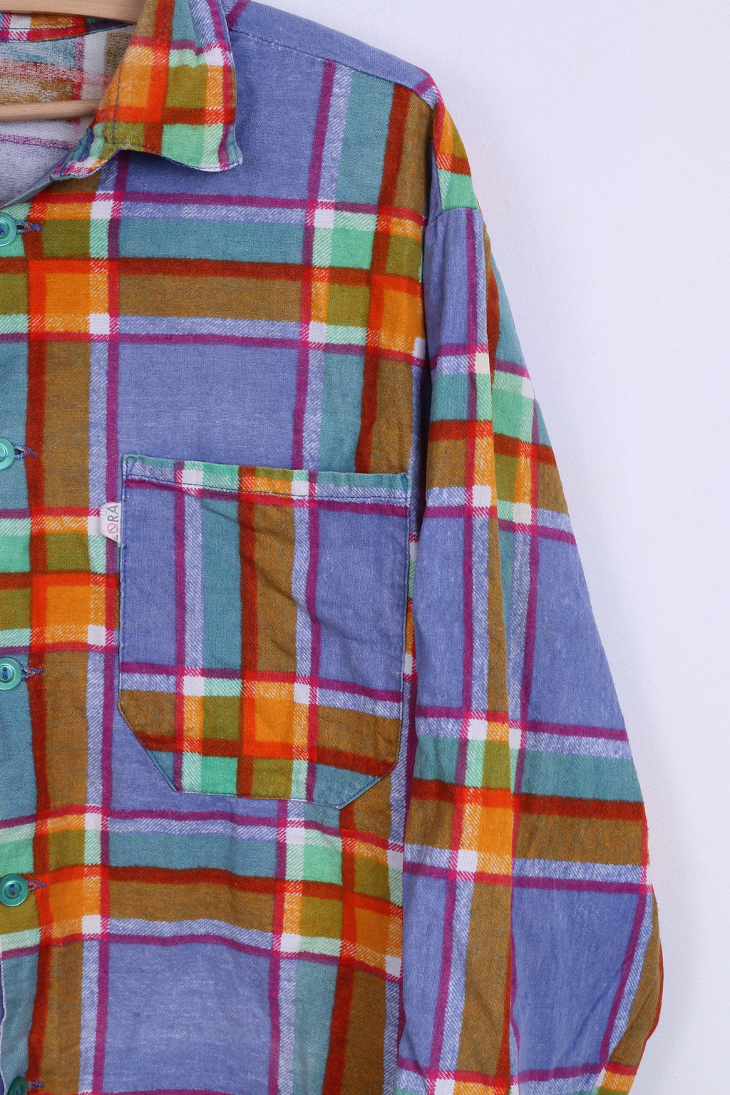 Camicia casual da uomo Lora 42 176-182 a quadri blu arancione