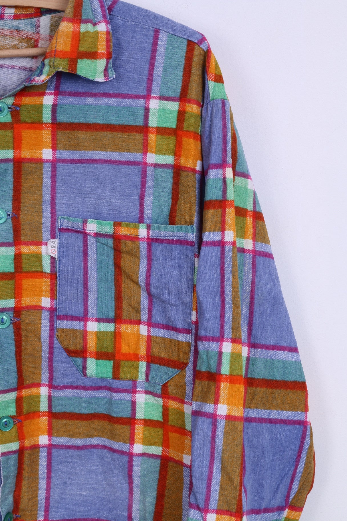 Camicia casual da uomo Lora 42 176-182 a quadri blu arancione