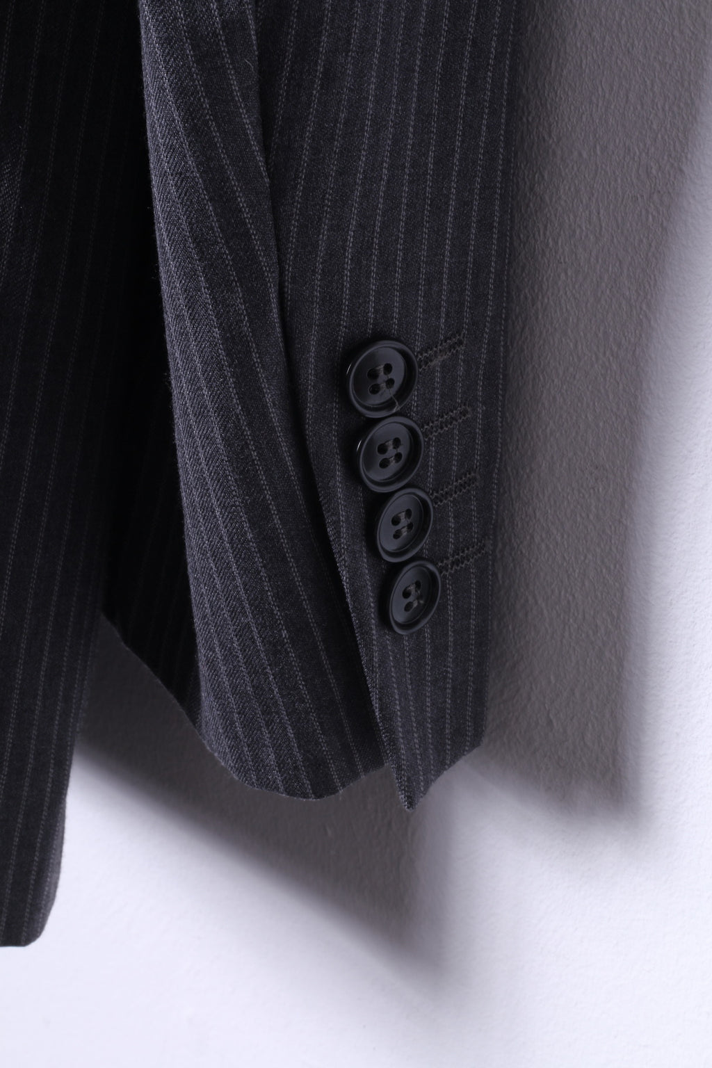 Jaeger Uomo 40R S Blazer Grigio a righe Myfair 100% lana giacca monopetto