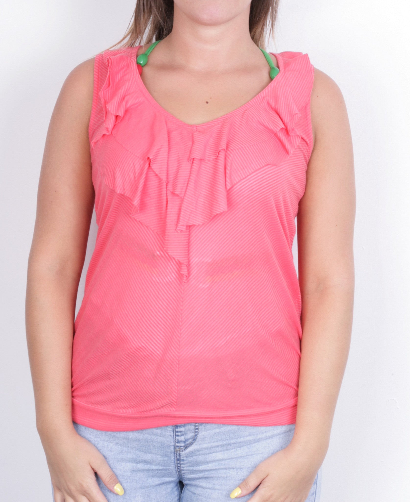 DKNY Jeans Womens S Shirt Sleeveless Collar Cotton Top Jersey - RetrospectClothes