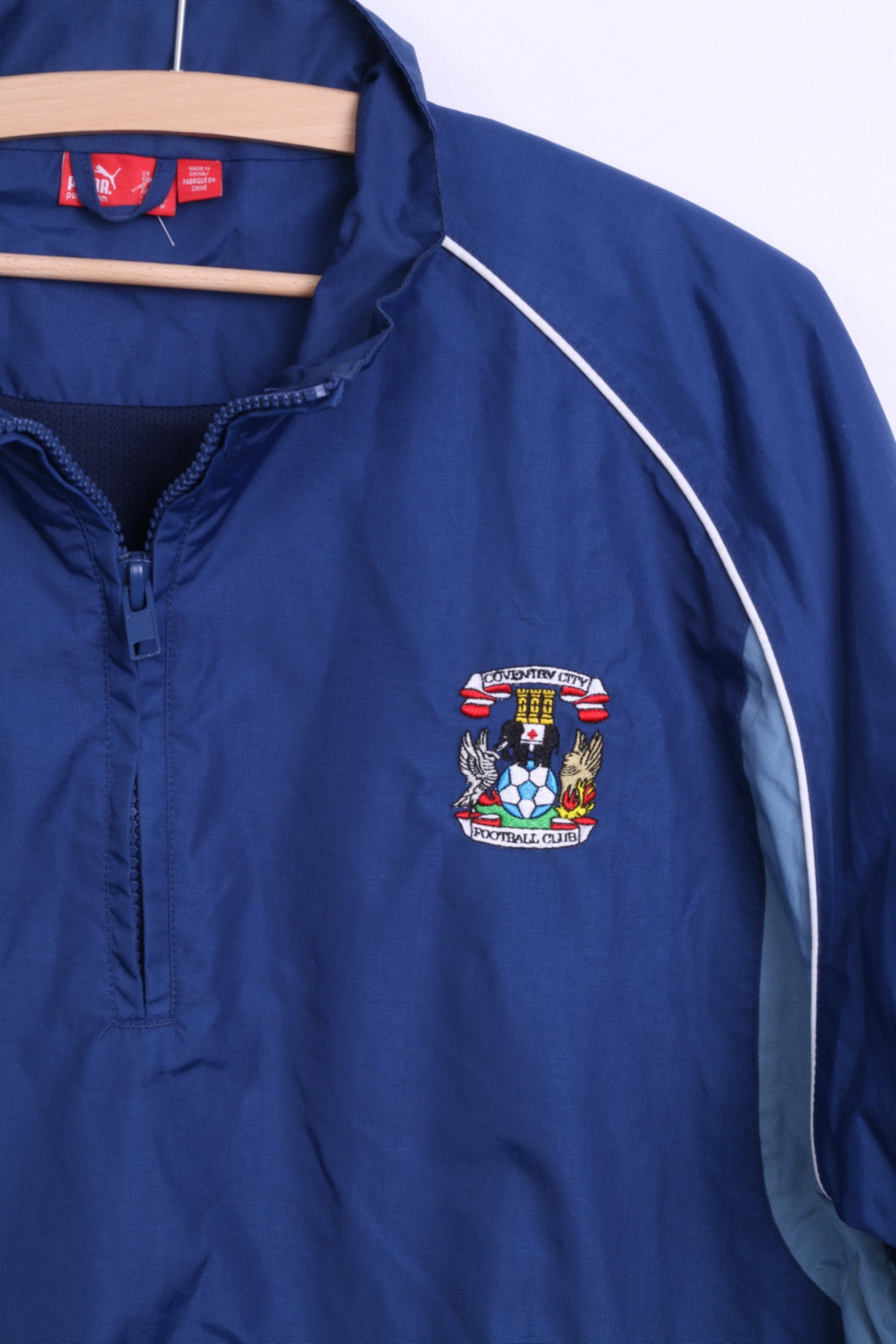 Puma Coventry City F.C. Mens M Nylon Jacket Zip Neck Navy Sport Top - RetrospectClothes