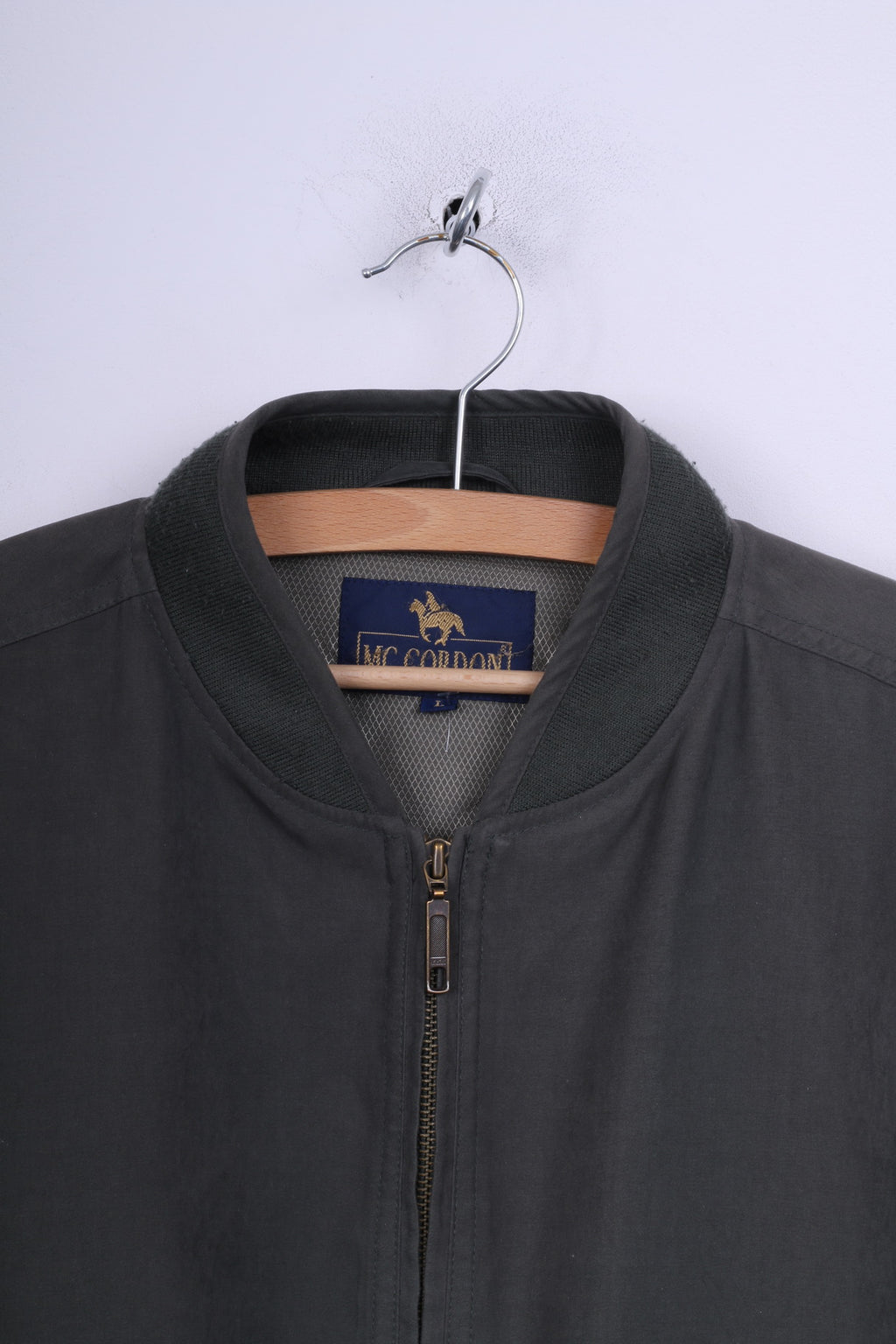 Mc.Gordon Mens L Bomber Jacket Green Full Zipper Vintage