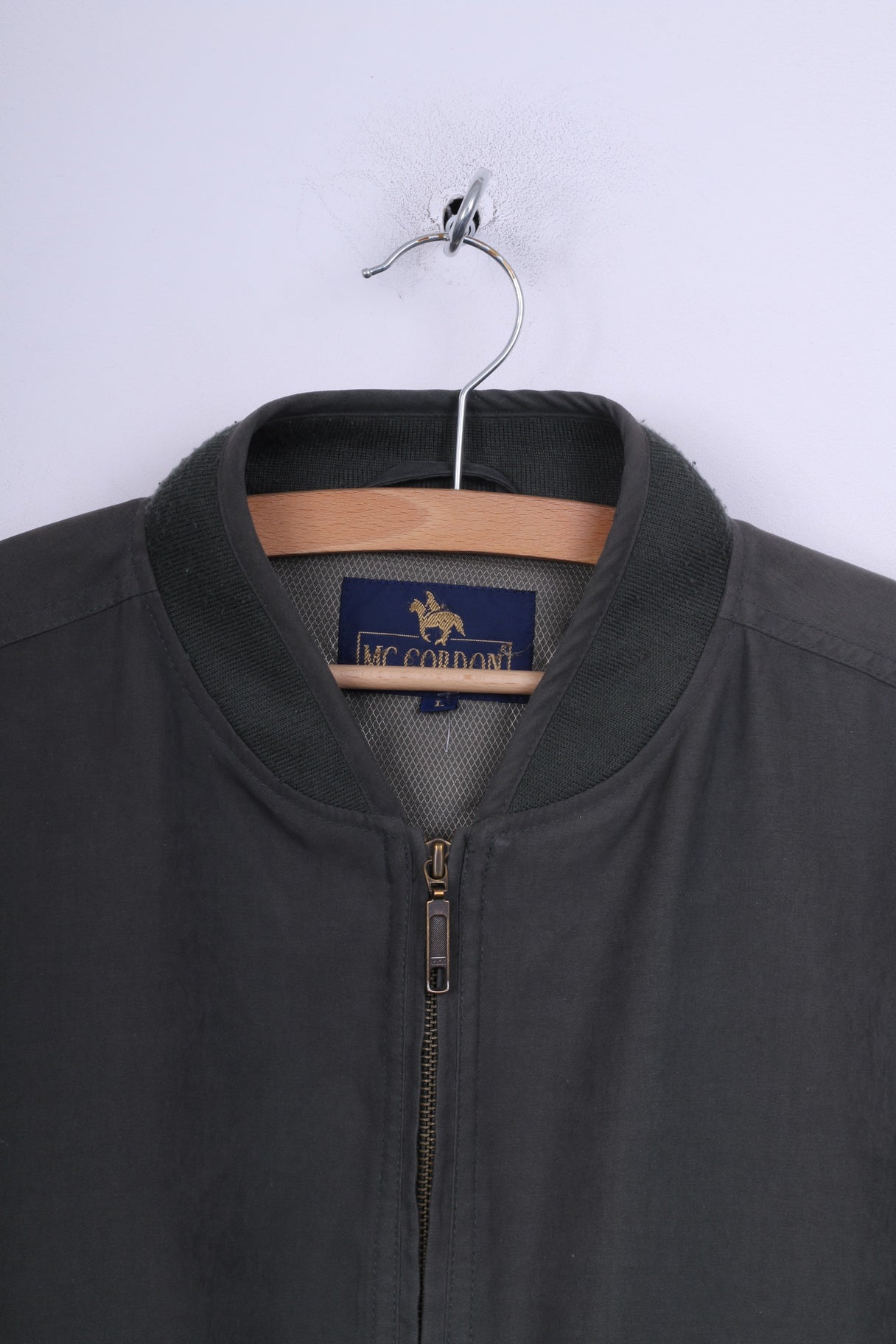 Mc.Gordon Mens L Bomber Jacket Green Full Zipper Vintage