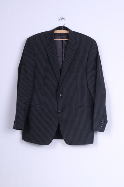 Racing Green Mens 50 M Blazer Wool Charcoal Striped Single Breasted Jacket