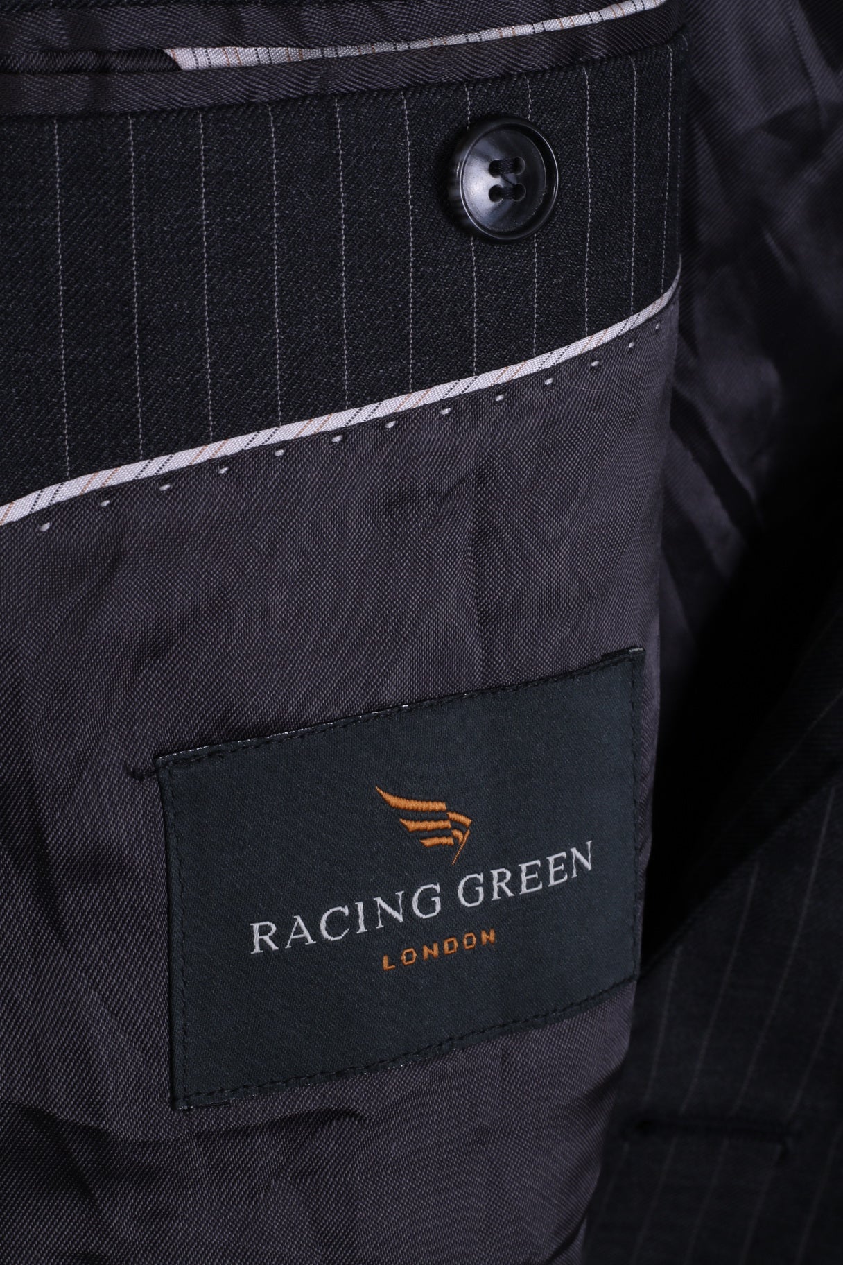 Giacca monopetto da uomo Racing Green da 50 M in lana a righe antracite