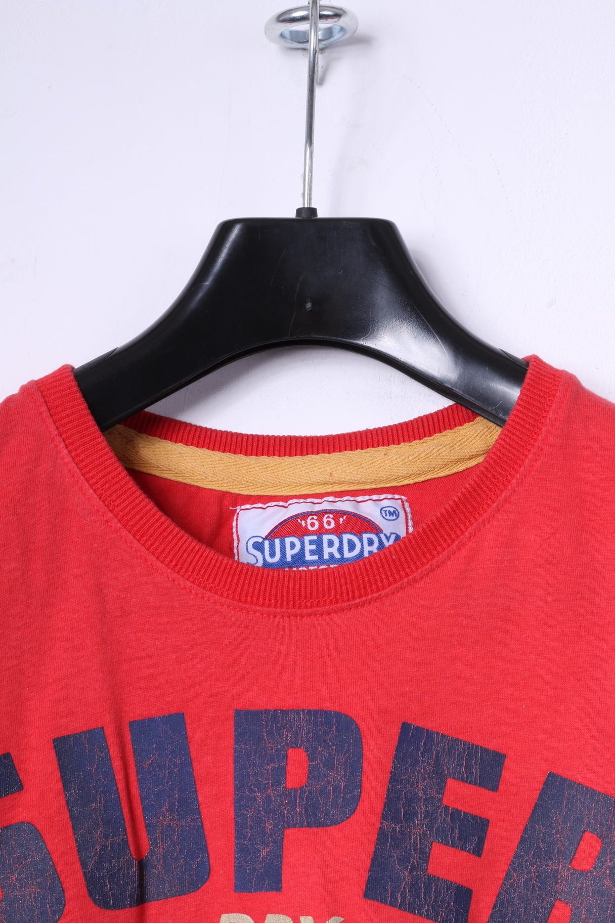 Superdry Mens L T-Shirt Red Cotton Motor Oil Graphic Gasoline Slim Fit Top