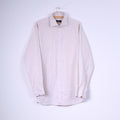 Jeff Banks London Mens 44 17.5'' XL Casual Shirt Cotton Cream Long Sleeve