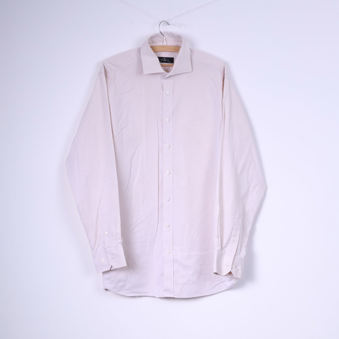 Jeff Banks London Mens 44 17.5'' XL Casual Shirt Cotton Cream Long Sleeve