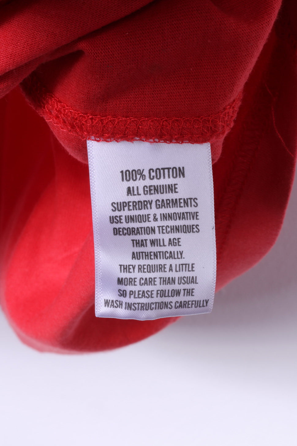 Superdry Mens L T-Shirt Red Cotton Motor Oil Graphic Gasoline Slim Fit Top